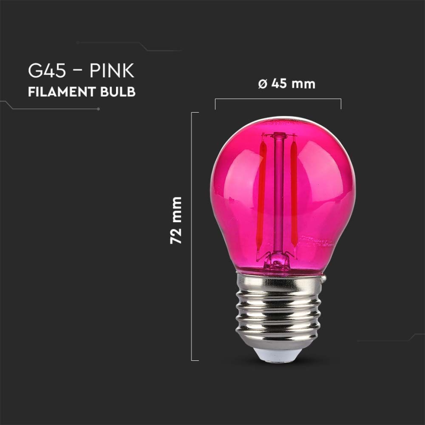 LED Pirn FILAMENT G45 E27/2W/230V roosa