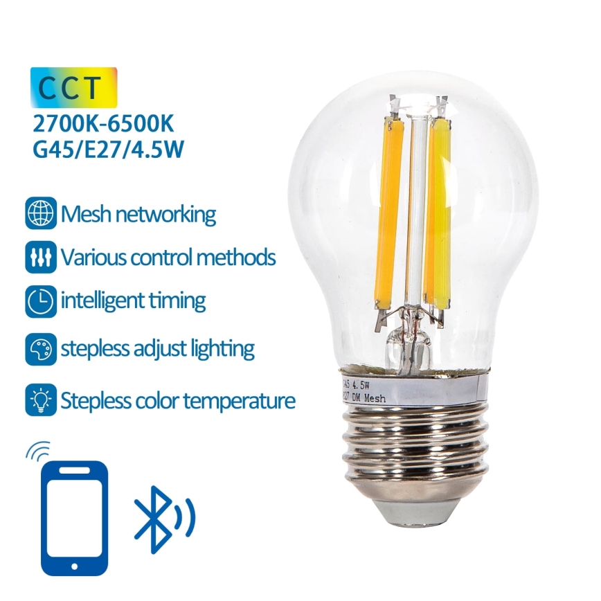 LED Hämardatav pirn FILAMENT MESH Nutikas G45 E27/4,5W/230V 2700-6500K - Aigostar