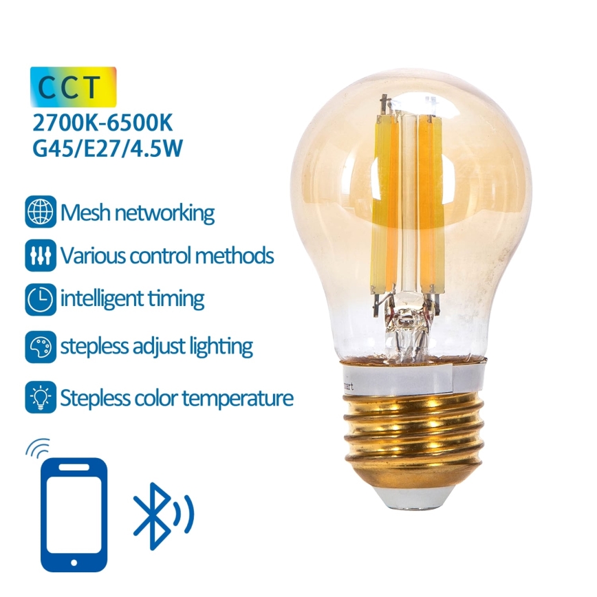 LED Hämardatav pirn FILAMENT MESH Nutikas G45 E27/4,5W/230V 2700-6500K - Aigostar