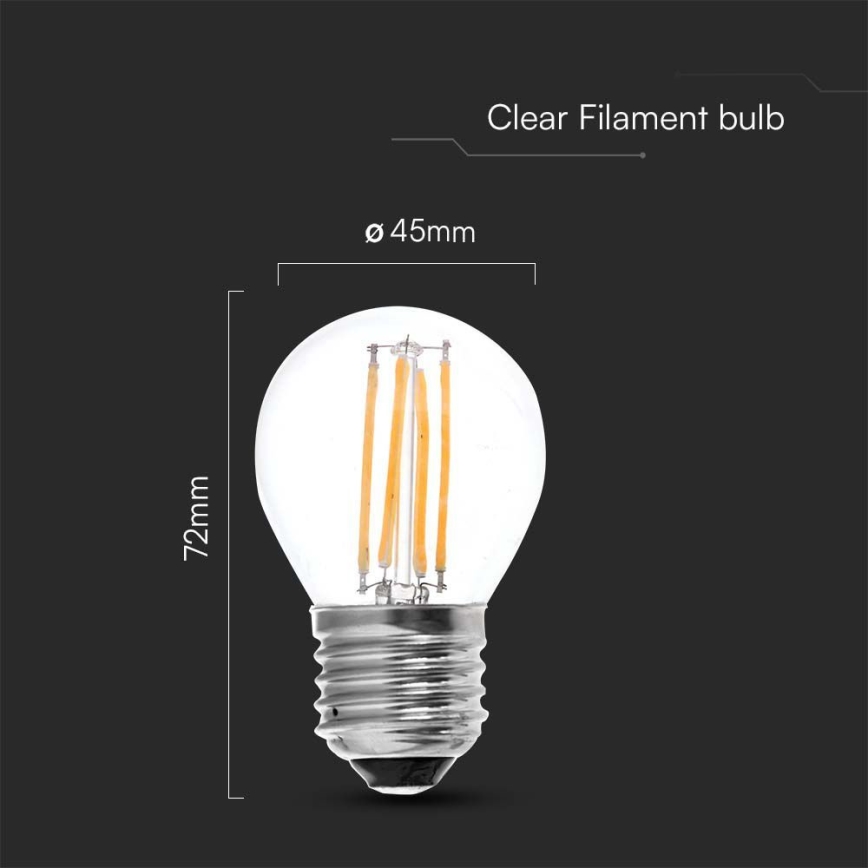 LED Pirn FILAMENT G45 E27/6W/230V 3000K