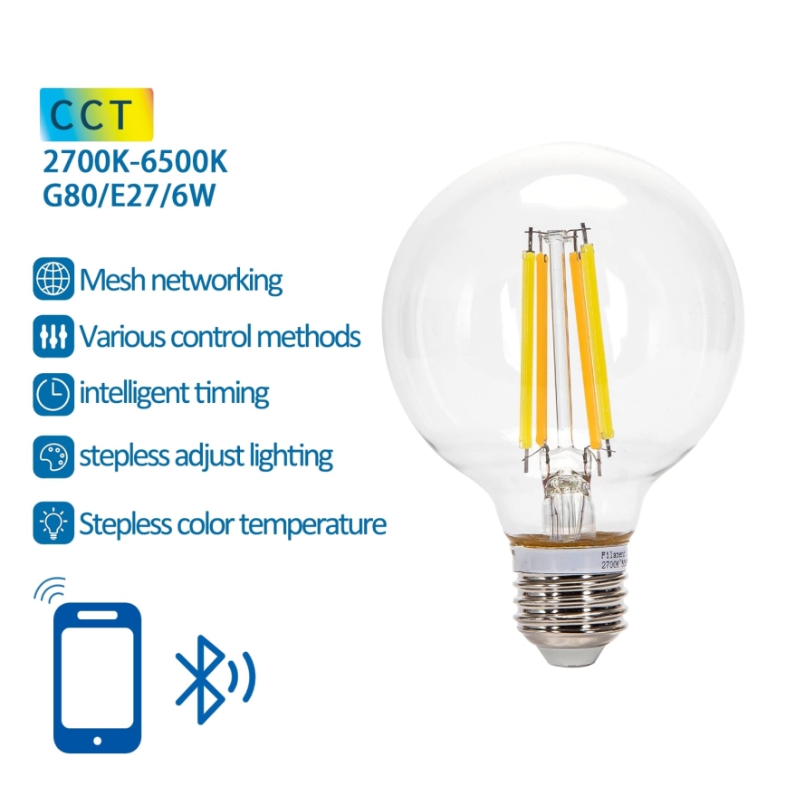 LED Hämardatav pirn FILAMENT MESH Nutikas G80 E27/6W/230V 2700-6500K - Aigostar