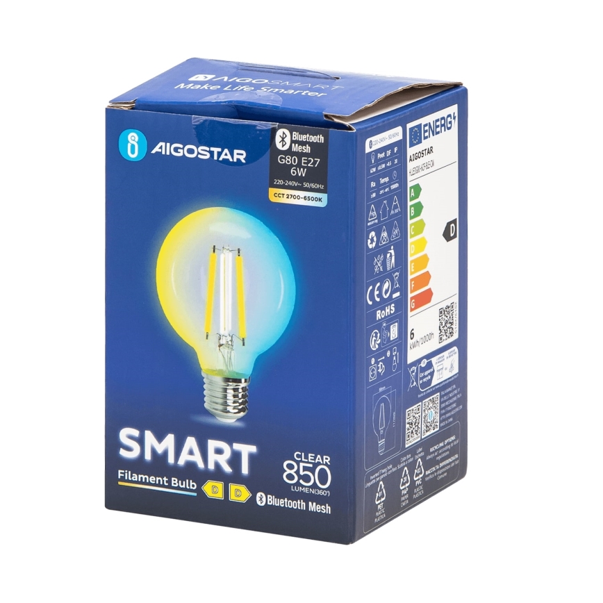 LED Hämardatav pirn FILAMENT MESH Nutikas G80 E27/6W/230V 2700-6500K - Aigostar