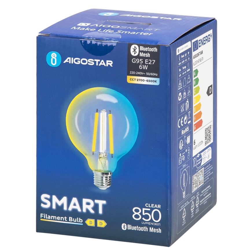 LED Hämardatav pirn FILAMENT MESH Nutikas G95 E27/6W/230V 2700-6500K - Aigostar
