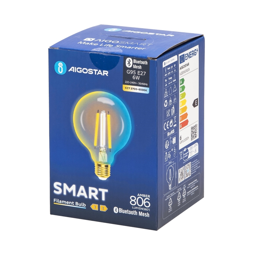 LED Hämardatav pirn FILAMENT MESH Nutikas G95 E27/6W/230V 2700-6500K - Aigostar