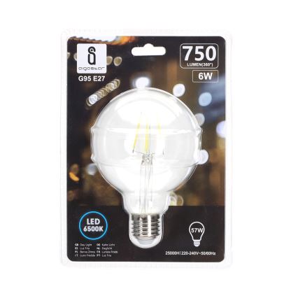 LED Pirn FILAMENT G95 E27/6W/230V 6500K - Aigostar