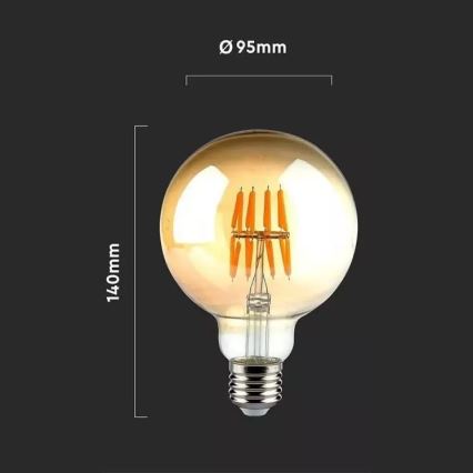 LED Pirn FILAMENT G95 E27/8W/230V 2200K