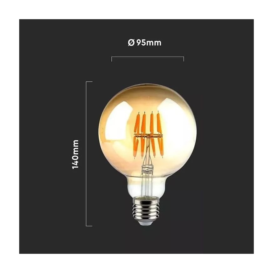 LED Pirn FILAMENT G95 E27/8W/230V 2200K