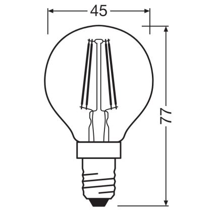 LED Pirn FILAMENT P40 E14/4W/230V 2700K - Osram