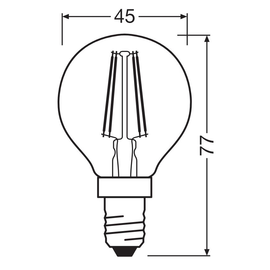 LED Pirn FILAMENT P40 E14/4W/230V 2700K - Osram