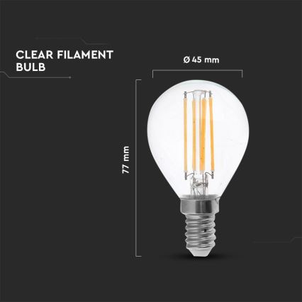 LED Pirn FILAMENT P45 E14/4W/230V 4000K