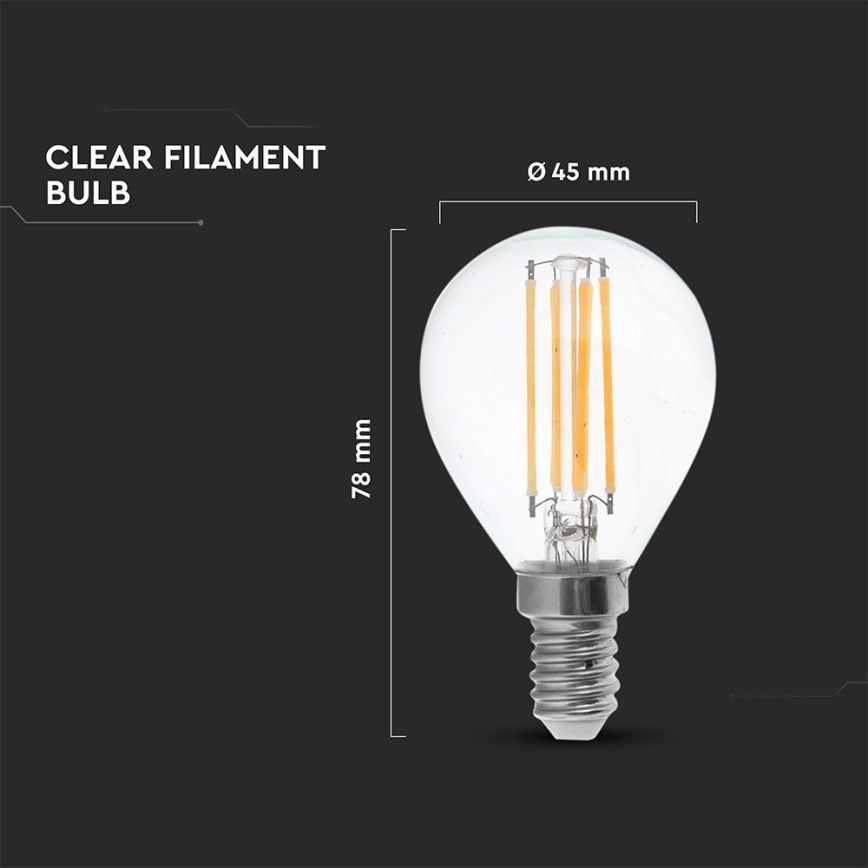 LED Pirn FILAMENT P45 E14/6W/230V 2700K