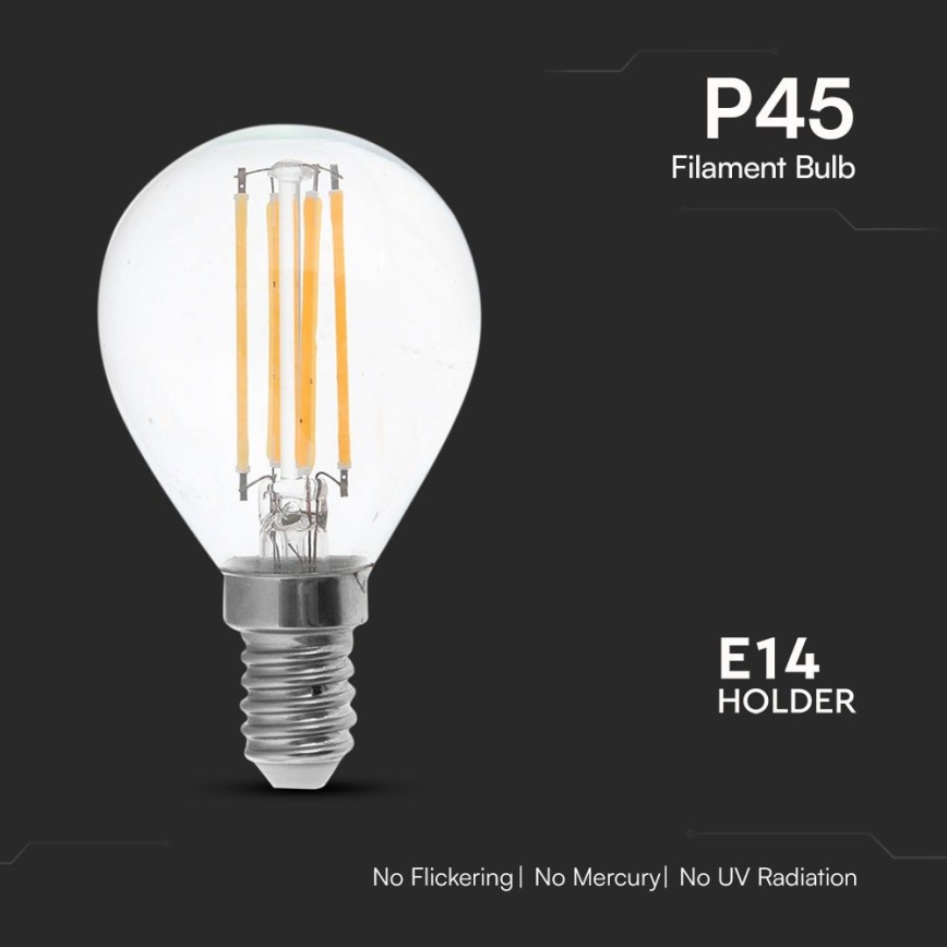 LED Pirn FILAMENT P45 E14/6W/230V 4000K
