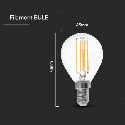 LED Pirn FILAMENT P45 E14/6W/230V 4000K
