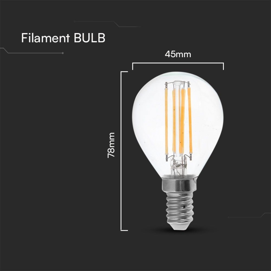 LED Pirn FILAMENT P45 E14/6W/230V 4000K