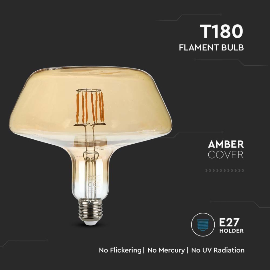 LED Pirn FILAMENT T180 E27/8W/230V 1800K