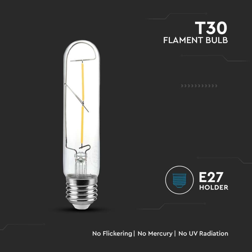 LED Pirn FILAMENT T30 E27/2W/230V 3000K
