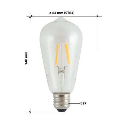 LED Pirn FILAMENT VINTAGE ST64 E27/4W/230V 2700K