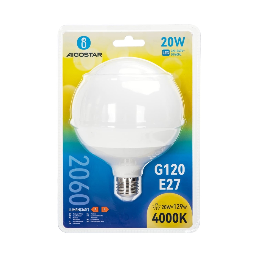 LED-pirn G120 E27/20W/230V 4000K - Aigostar