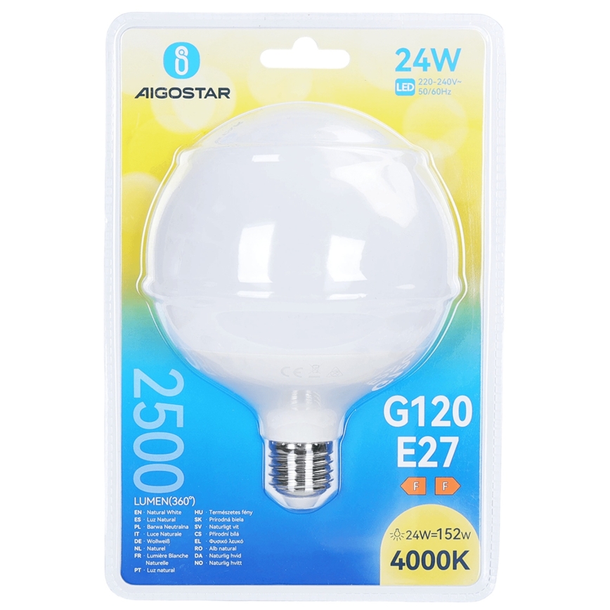 LED-pirn G120 E27/24W/230V 4000K - Aigostar