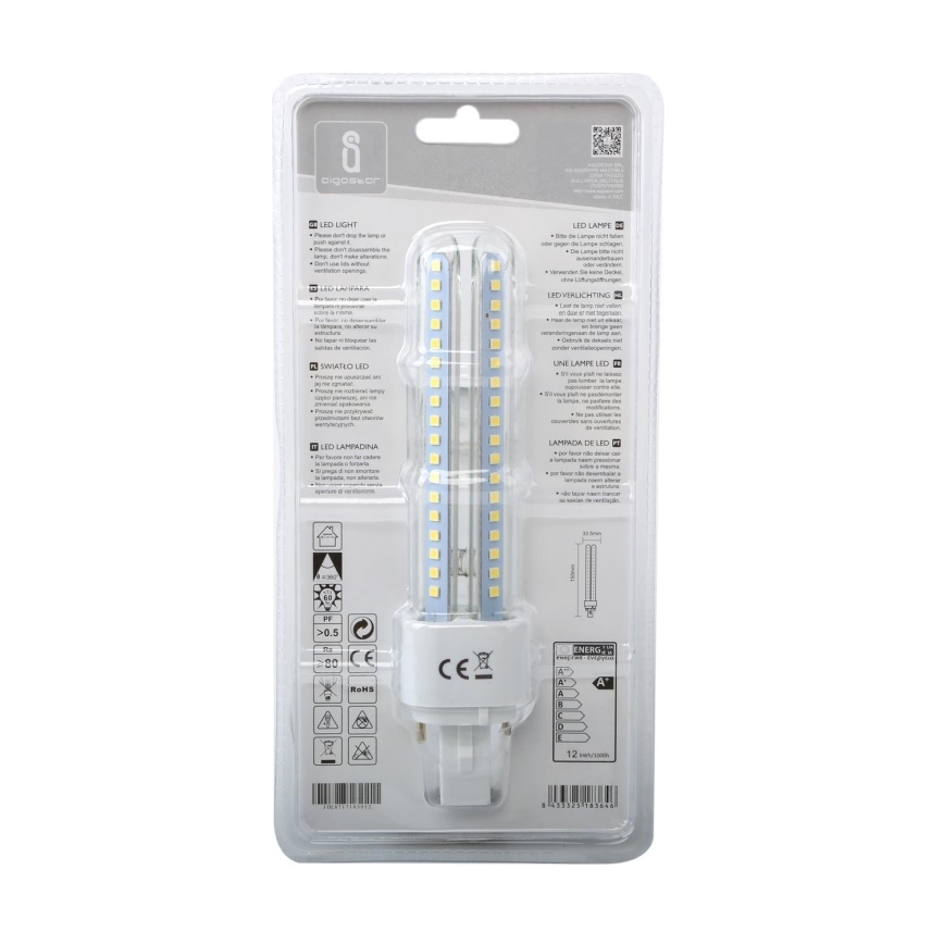 LED Pirn G24D-3/12W/230V 6500K - Aigostar