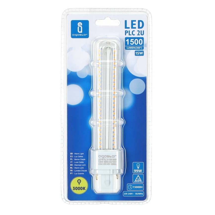 LED Pirn G24D-3/15W/230V 3000K - Aigostar