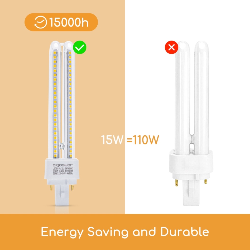 LED Pirn G24D-3/15W/230V 4000K - Aigostar