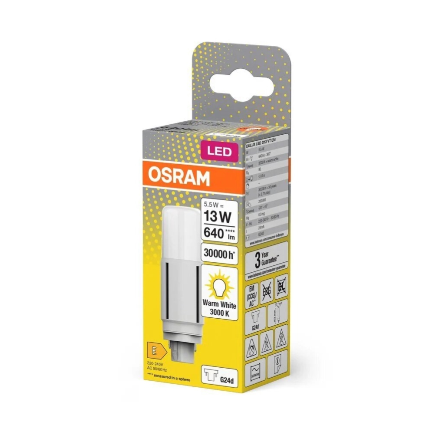 LED Pirn G24d/5,5W/230V 3000K - Osram
