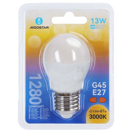 LED pirn G45 E27/13W/230V 3000K - Aigostar