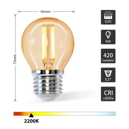 LED Pirn G45 E27/4W/230V 2200K - Aigostar