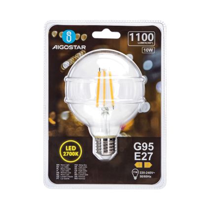 LED Pirn G95 E27/10W/230V 2700K - Aigostar