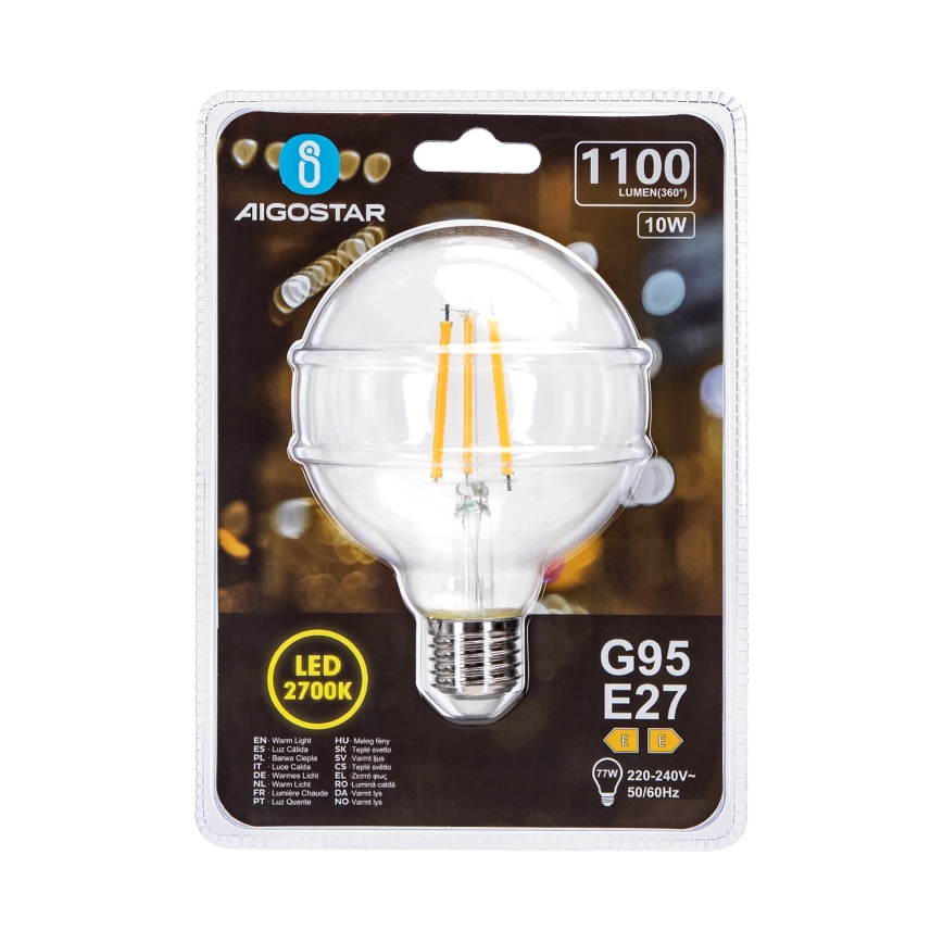 LED Pirn G95 E27/10W/230V 2700K - Aigostar