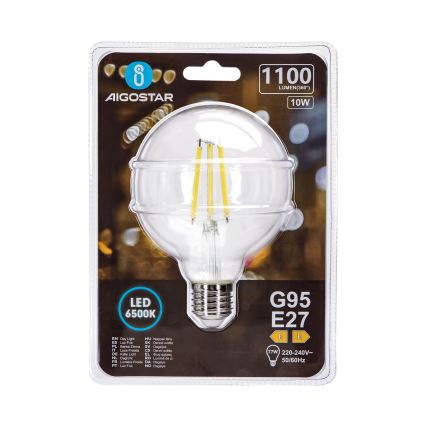 LED Pirn G95 E27/10W/230V 6500K - Aigostar