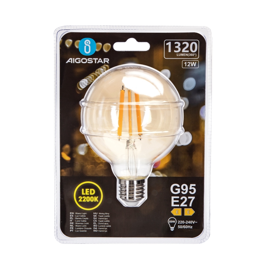 LED Pirn G95 E27/12W/230V 2200K - Aigostar