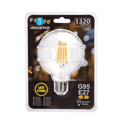 LED Pirn G95 E27/12W/230V 2700K - Aigostar