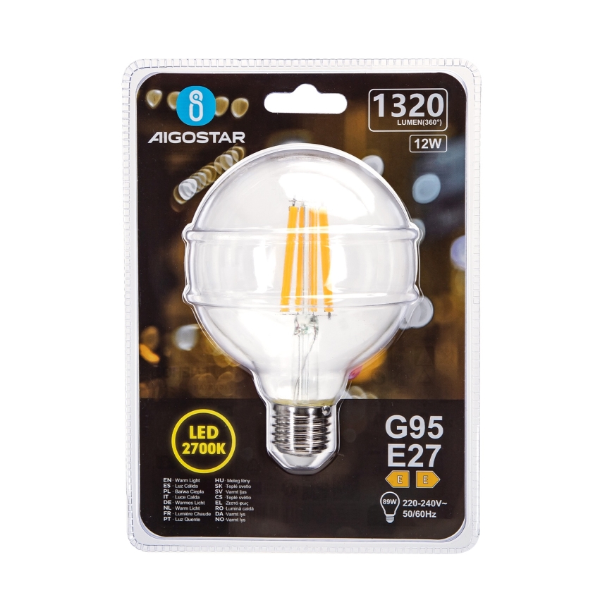 LED Pirn G95 E27/12W/230V 2700K - Aigostar