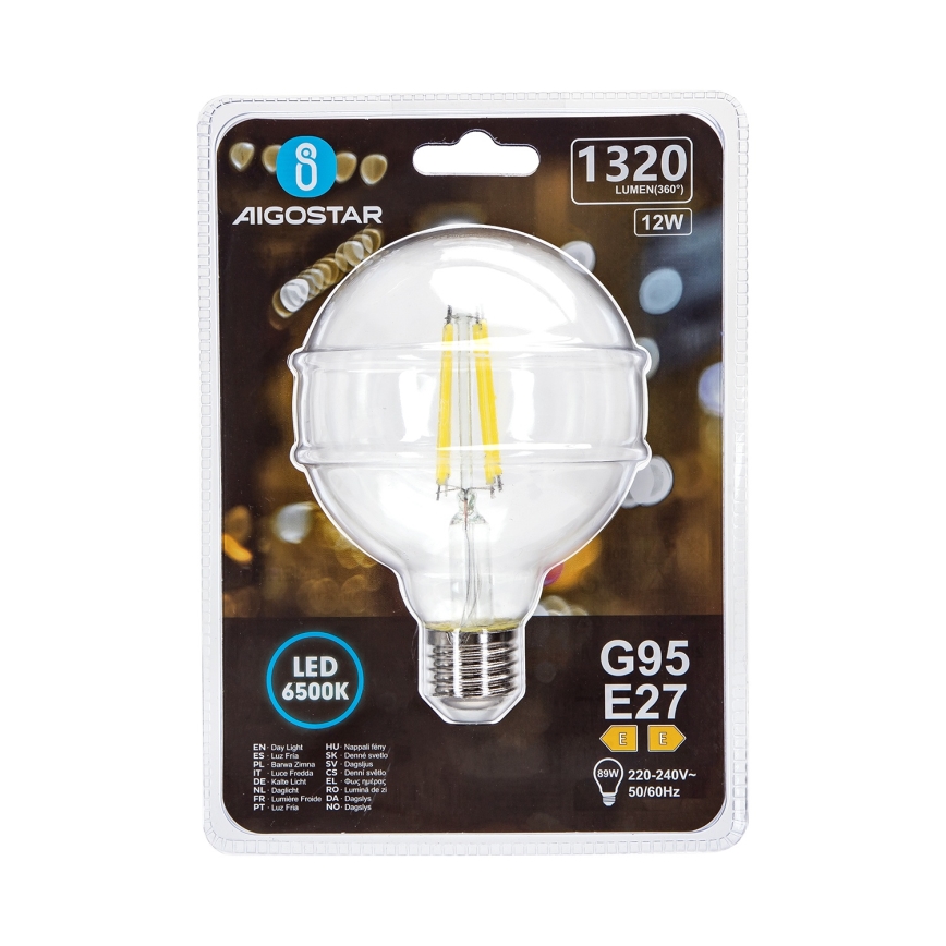 LED Pirn G95 E27/12W/230V 6500K - Aigostar