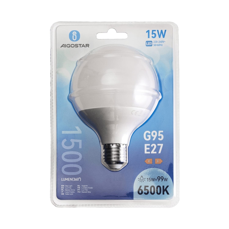 LED pirn G95 E27/15W/230V 6500K - Aigostar