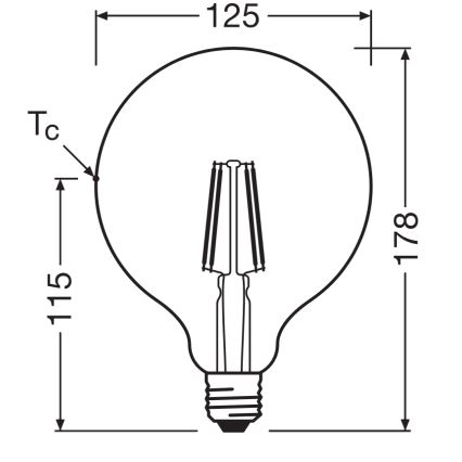 LED-pirn GLOBE CLASSIC FILAMENT G125 E27/4W/230V 2700K - Ledvance