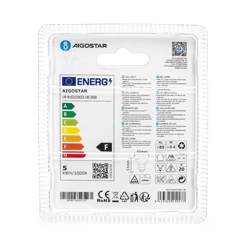 LED Pirn GU10/4,5W/230V 3000K - Aigostar