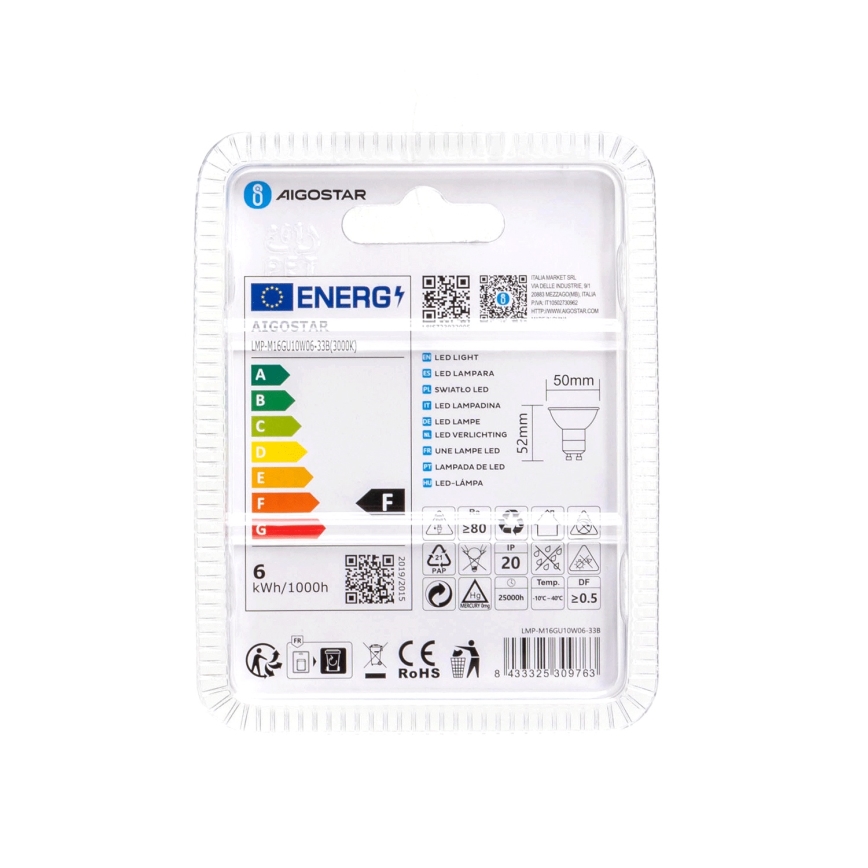 LED Pirn GU10/6W/230V 3000K - Aigostar