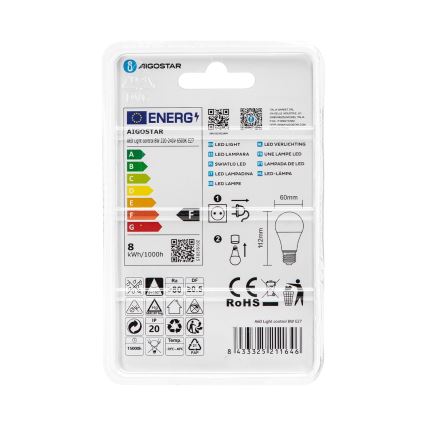 LED-pirn hämarikuanduriga A60 E27/8W/230V 6500K - Aigostar