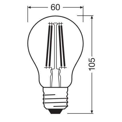 LED-pirn hämarussensoriga CLASSIC FILAMENT A60 E27/7,3W/230V 2700K - Osram
