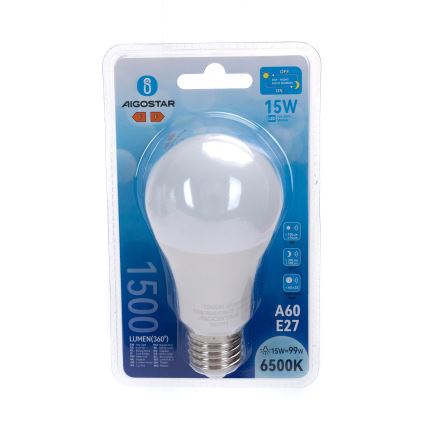 LED-pirn hämarussensoriga A60 E27/15W/230V 6500K - Aigostar