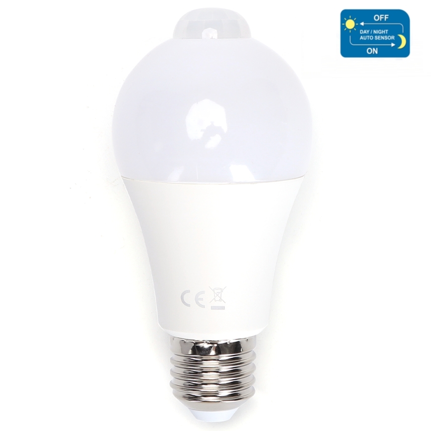 LED Pirn koos liikumis- ja hämardusanduriga A60 E27/12W/230V 6500K - Aigostar