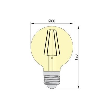 LED-pirn LEDSTAR AMBER G80 E27/8W/230V 2200K