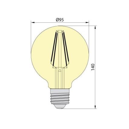 LED-pirn LEDSTAR AMBER G95 E27/8W/230V 2200K