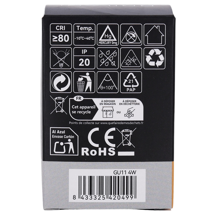 LED-pirn MR11 GU10/4W/230V 3000K - BRILAGI
