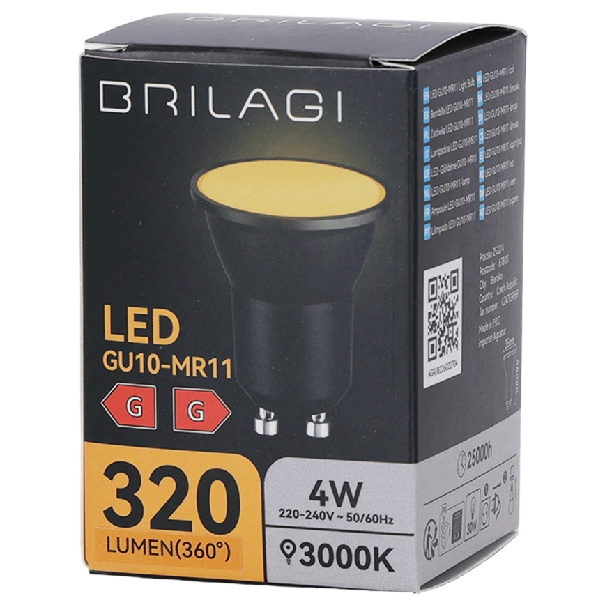 LED-pirn MR11 GU10/4W/230V 3000K must - BRILAGI