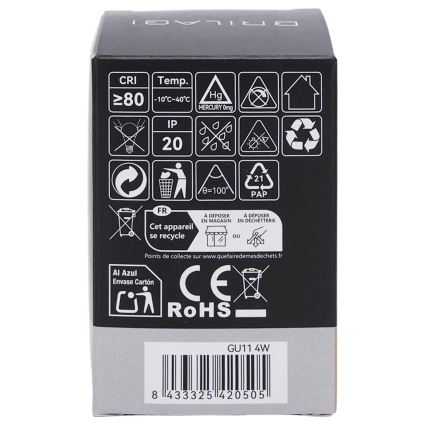 LED-pirn MR11 GU10/4W/230V 3000K must - BRILAGI