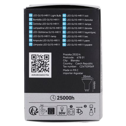 LED-pirn MR11 GU10/4W/230V 3000K must - BRILAGI